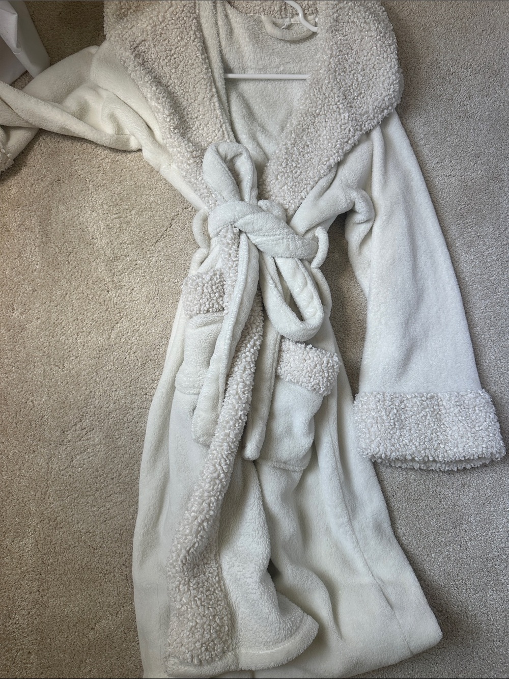 Pottery Barn Cream Sherpa-Lined Robe